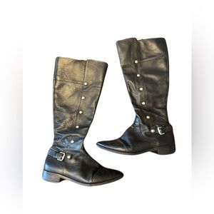 Michael Kors women’s 8 Carney leather riding boots, black